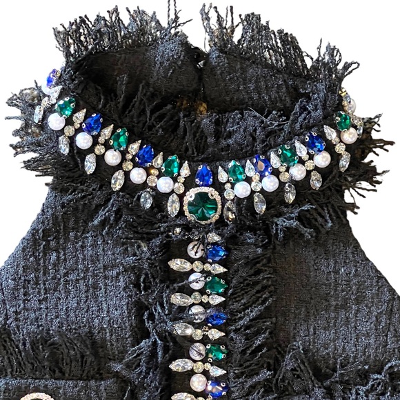 The Kasran Jeweled Tweed Halter Dress - Picture 4 of 12